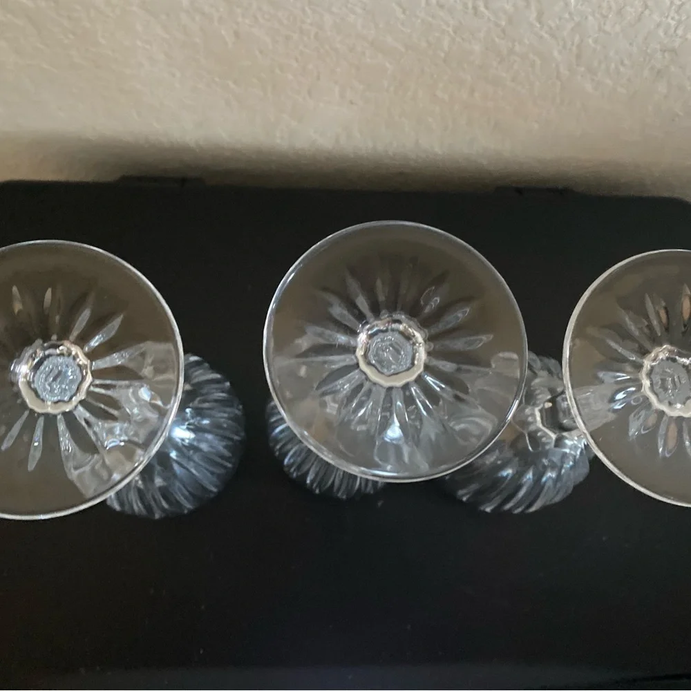 3 Cristal D'Arques-Durand Classic Crystal France Faceted Stem 8.5” Wine Goblets